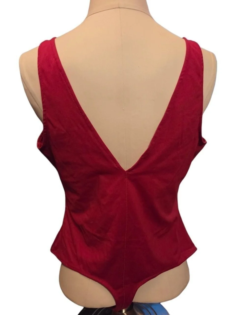 Red Scoop Neck Bodysuit